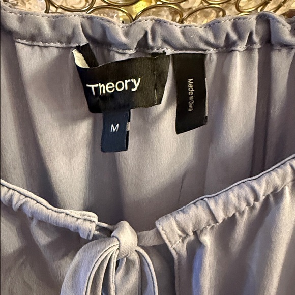 Theory Light Blue Tie-Neck silk Blouse size M - Picture 3 of 5